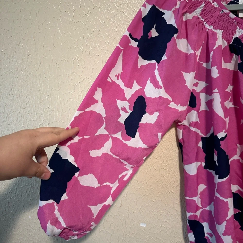 Anthropologie Yumi Kim Floral Peasant Blouse Pink Blue & White Size‎ Medium